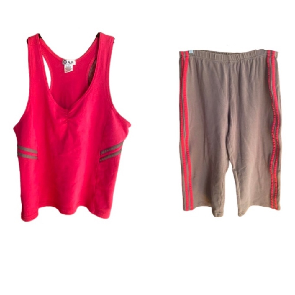 G.W. Sport Pink and Grey 2pc Capri Sport Set